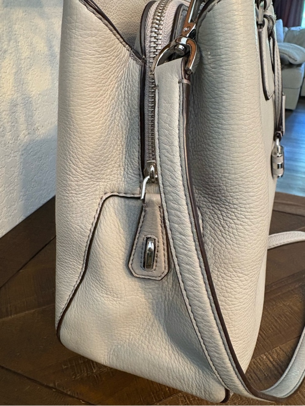 Michael Kors Pebbled Leather Satchel in Light Gray - Picture 5 of 13